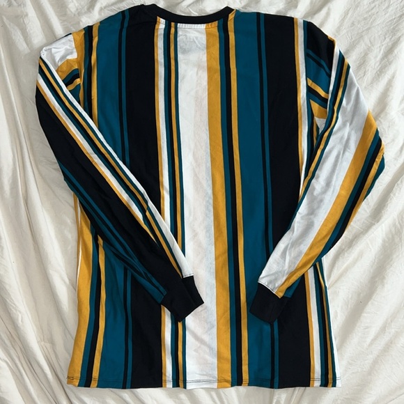 NWOT Rustic Souls Teal/Black/White&Gold Vertical Striped Long Sleeve 100% Cotton - Picture 3 of 4